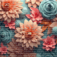 3D-FLW-05 Flowers Peach and Teal Tumbler Wrap