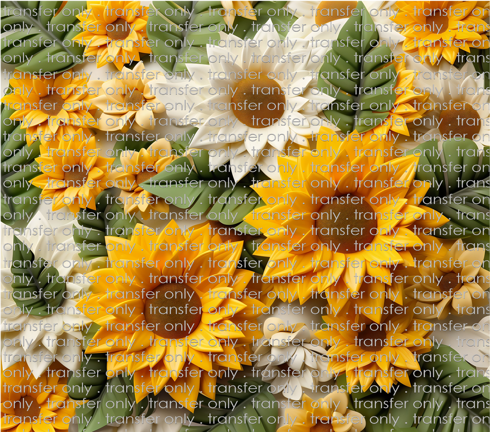 3D-FLW-25 Sunflowers with Leaves Tumbler Wrap
