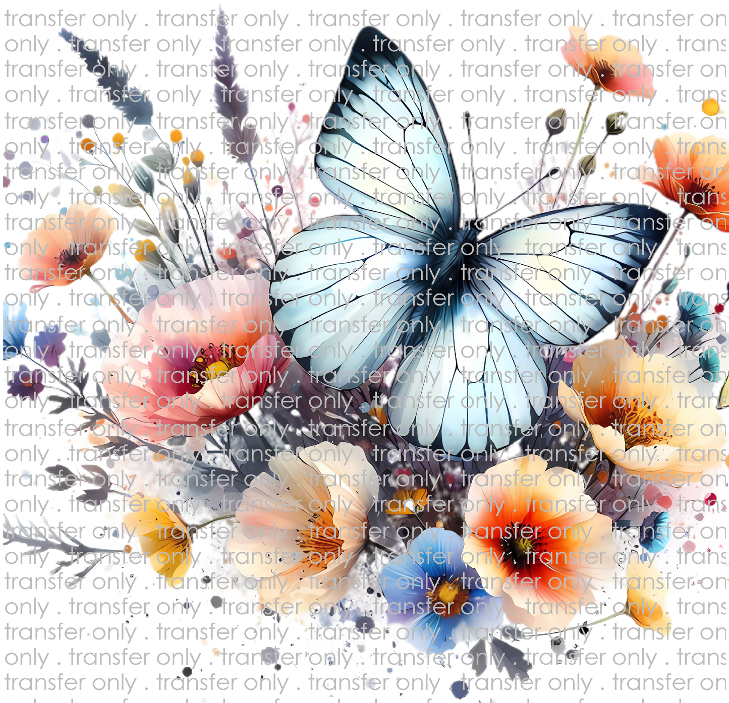 ANM 119 Pale Butterfly with Flowers