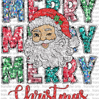 CHR 1059 Merry Christmas Santa Faux Glitter