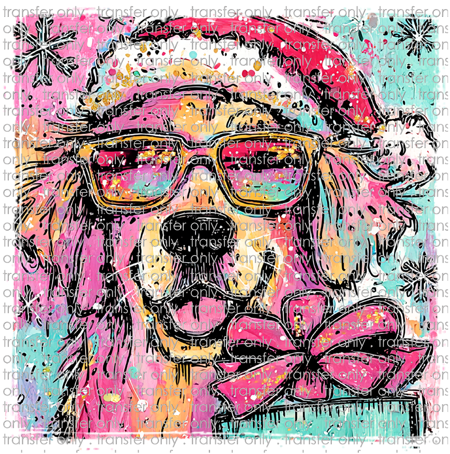 CHR 1277 Golden Retriever with Santa Hat