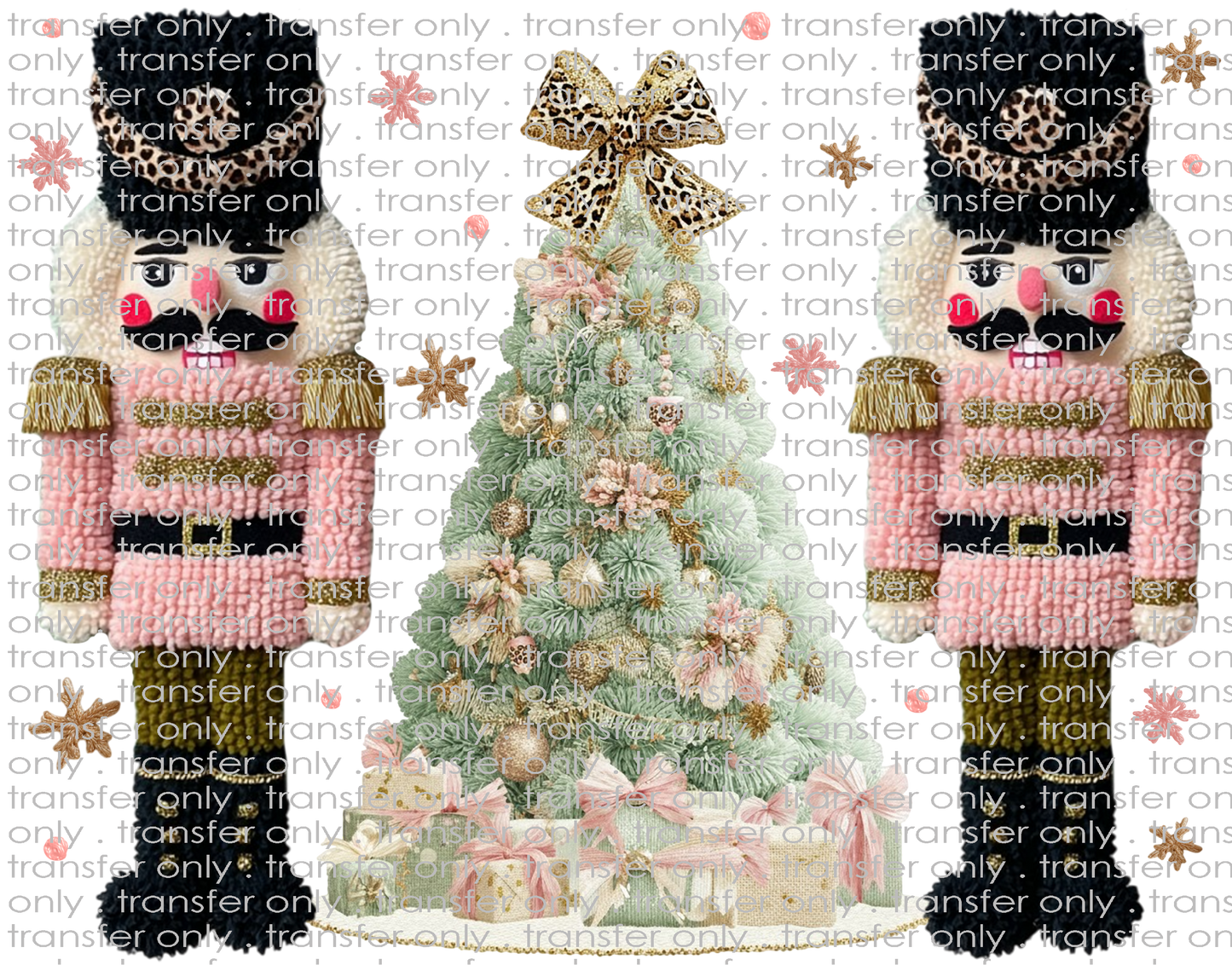CHR 1292 Faux Crochet Two Pink Nutcrackers Standing with Tree