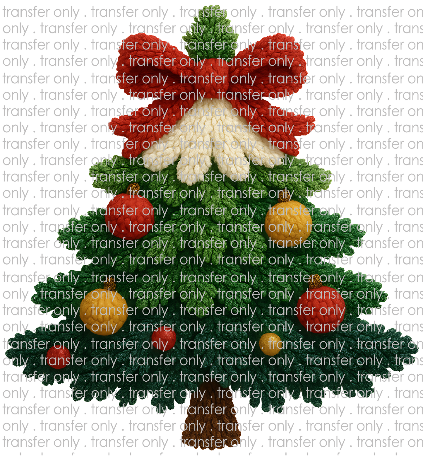 CHR 1318 Christmas Tree with Red Bow Faux Crochett