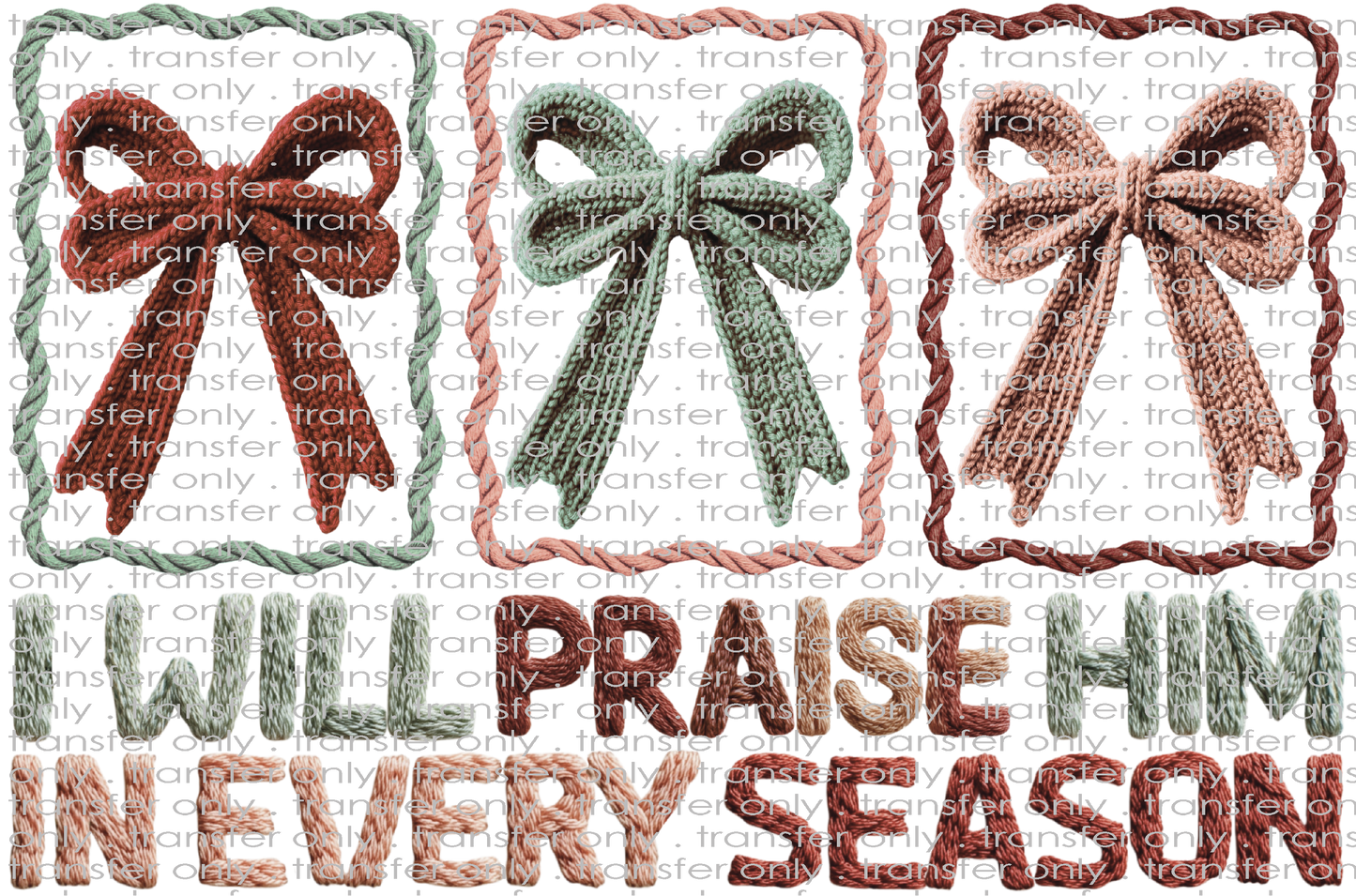 CHR 1321 I will Praise Him Bows Faux Crochett