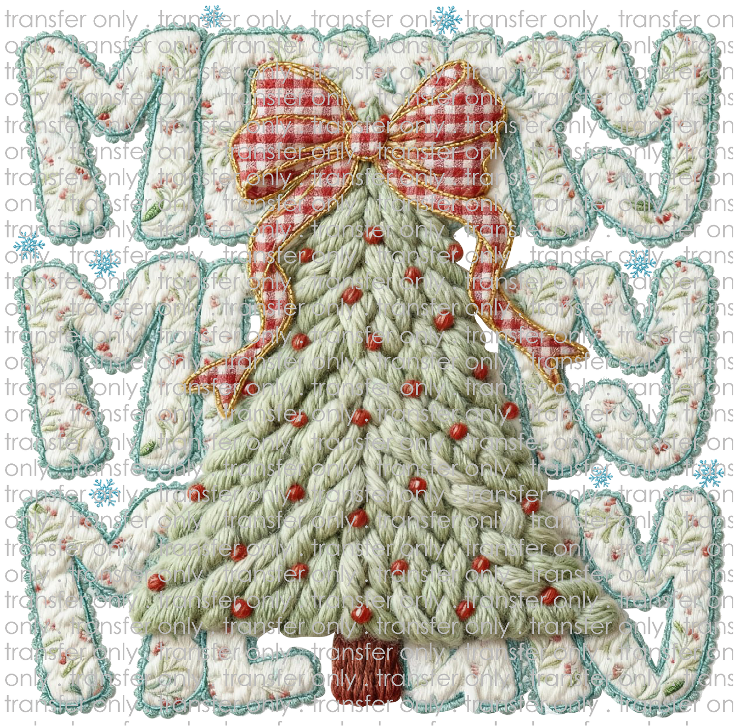 CHR 1334 Merry Merry Merry Christmas Tree Plaid Bow
