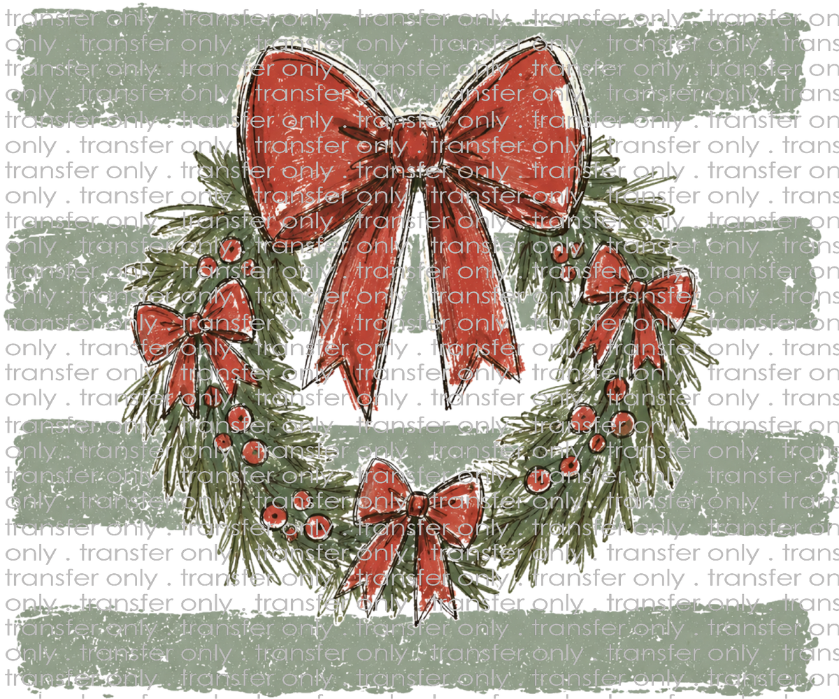 CHR 1399 Wreath with lines in Sage