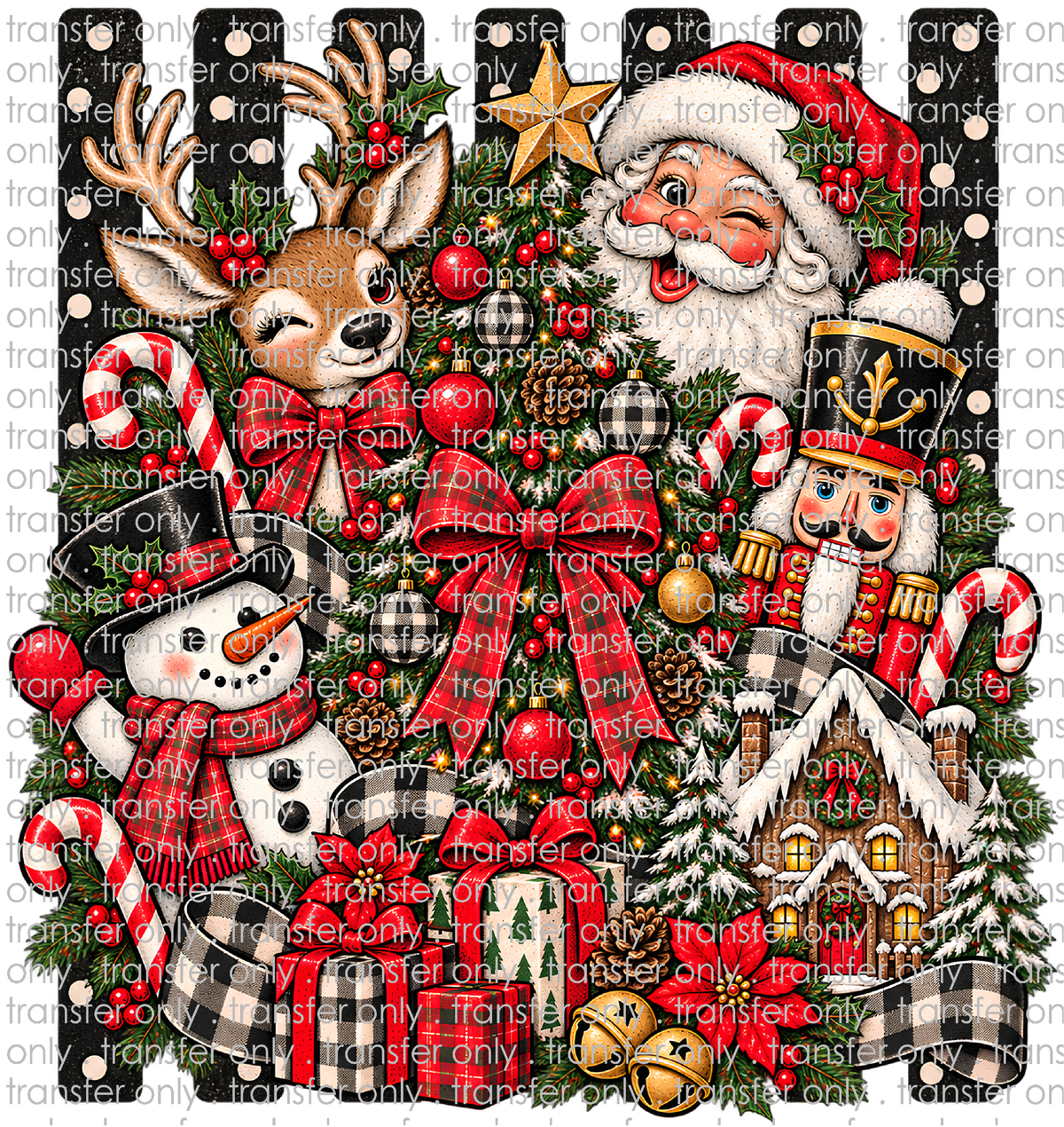CHR 1423 Black Dot Striped Tree Santa Deer