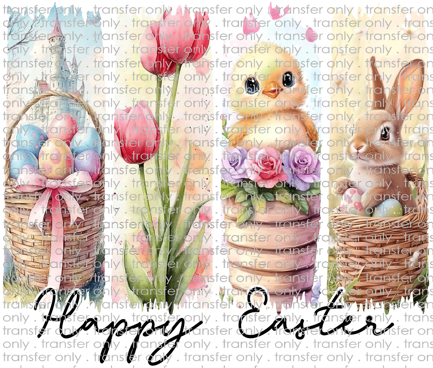 EST 223 Happy Easter Tulip Ducks Rabbits