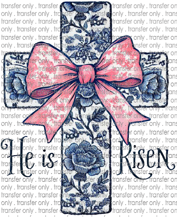 EST 244 Blue Toil Cross with Pink Bow