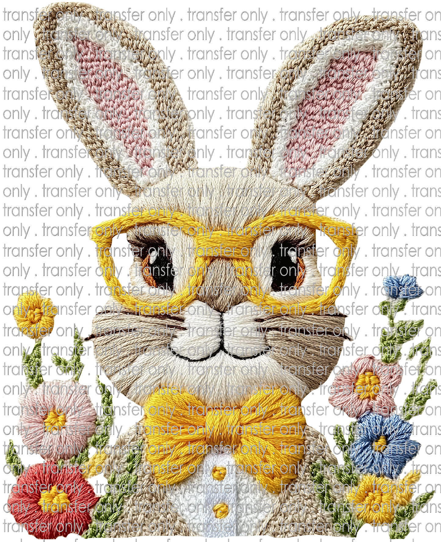 EST 269 Retro Easter Bunny Yellow Faux Embroidery