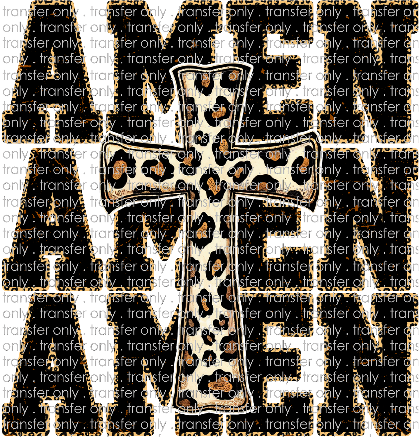 FAITH 212 Stacked Amen Black with Leopard Border