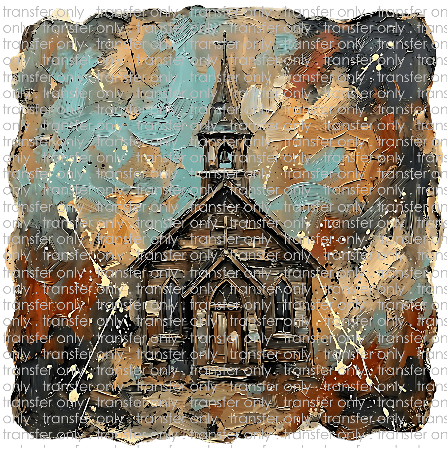 FAITH 236 Painted Brush Stroke Country Church