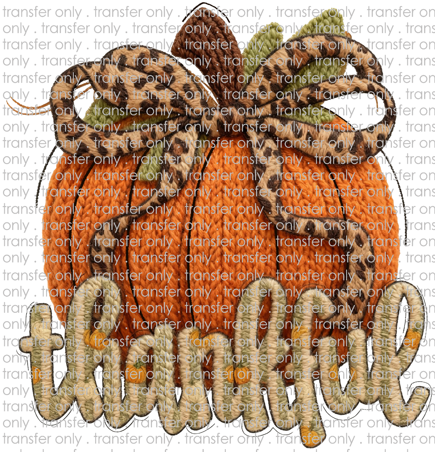 FALL 656 Leopard Bow with Pumpkin and Thankful