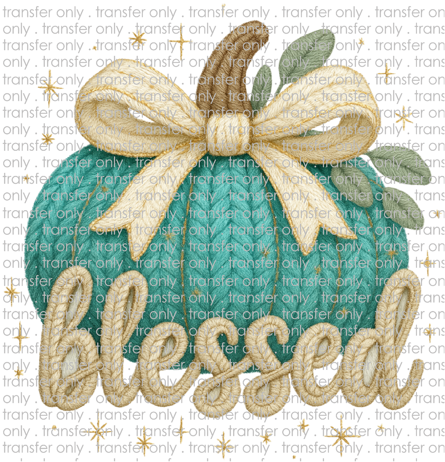 FALL 658 Blessed Teal Pumpkin Faux Crochett