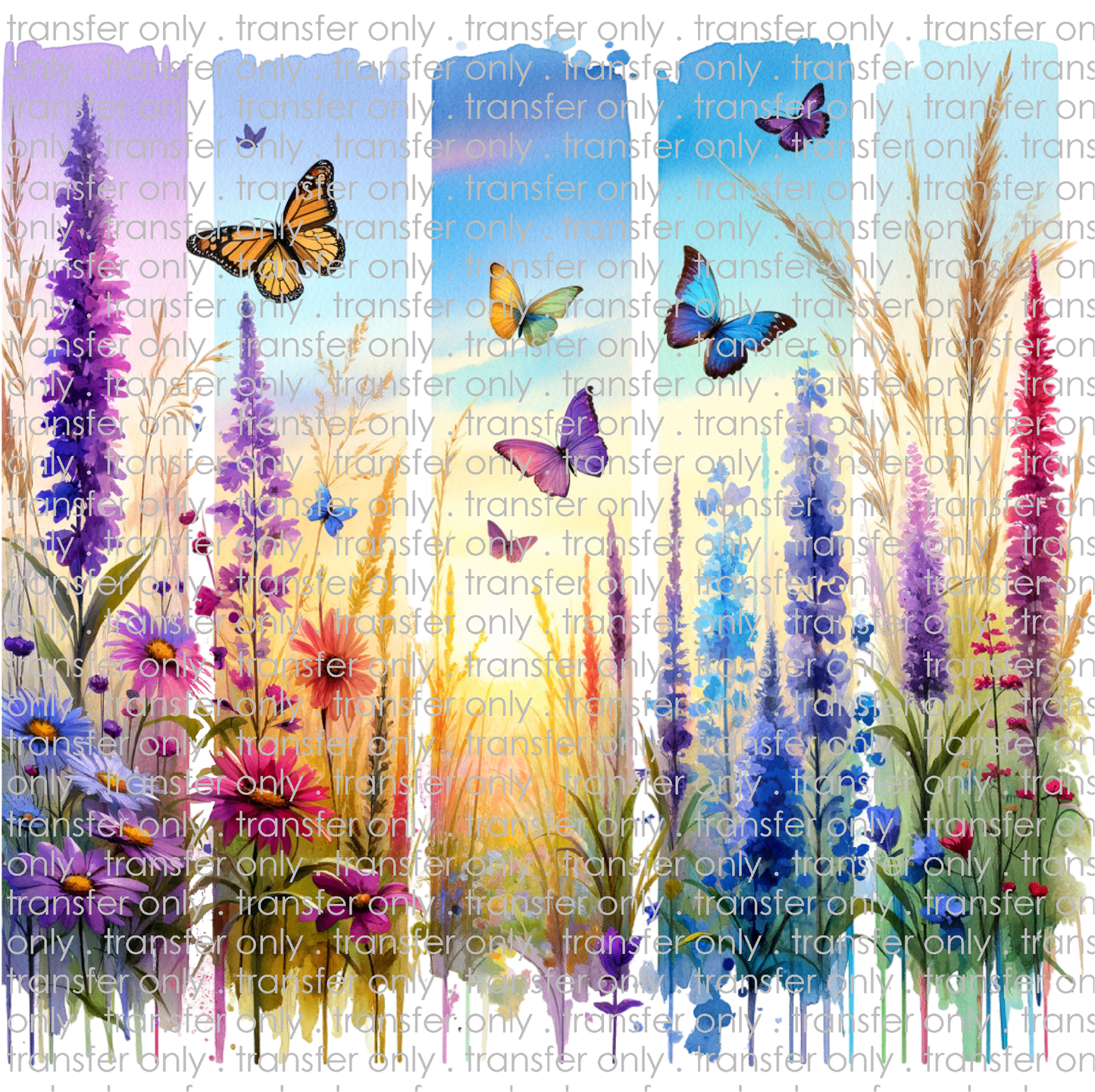 FLW 118 Butterflies and Spring Flower Brush Stroke