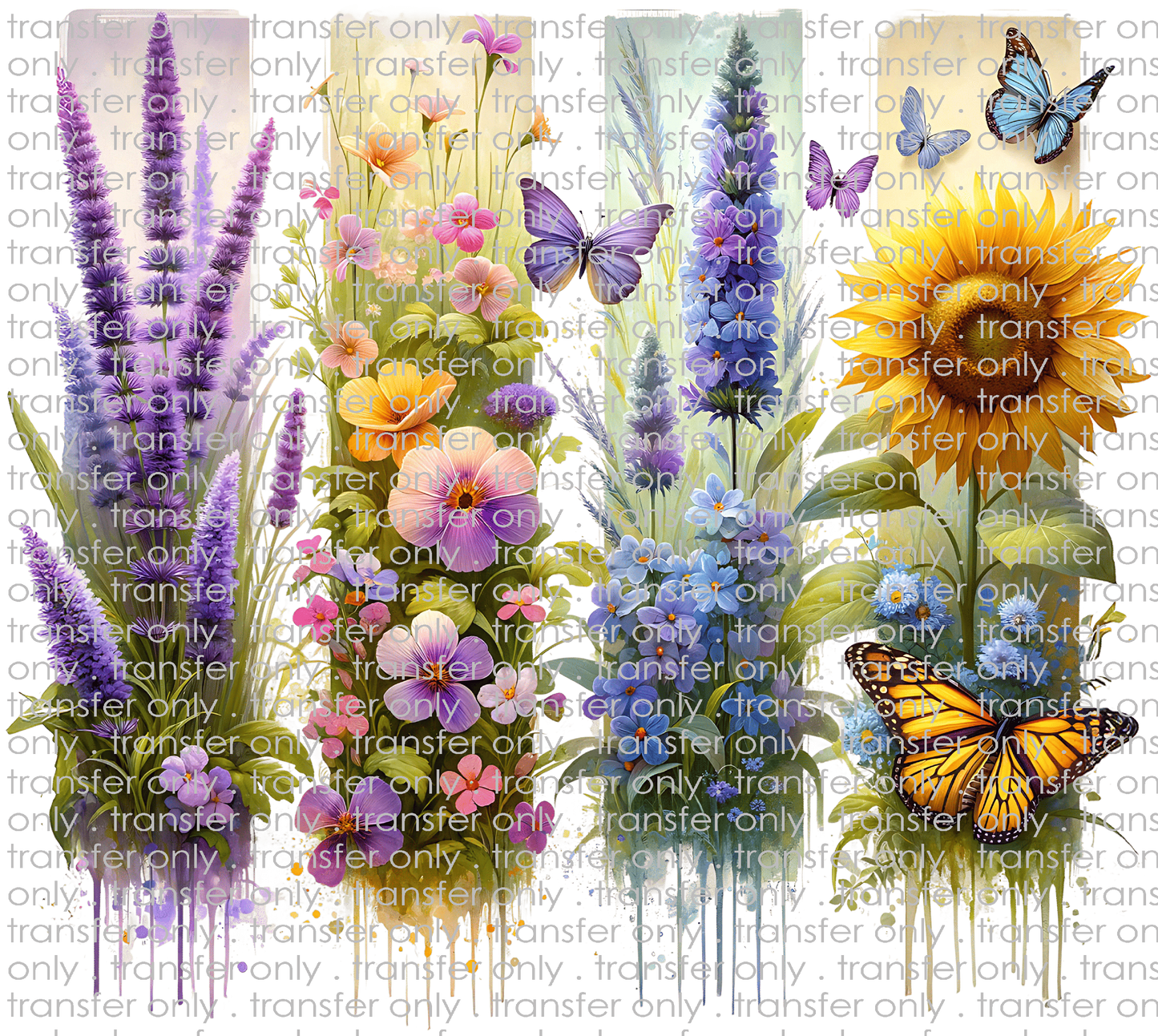 FLW 122 Brushstroke Shades of Purple Flowers