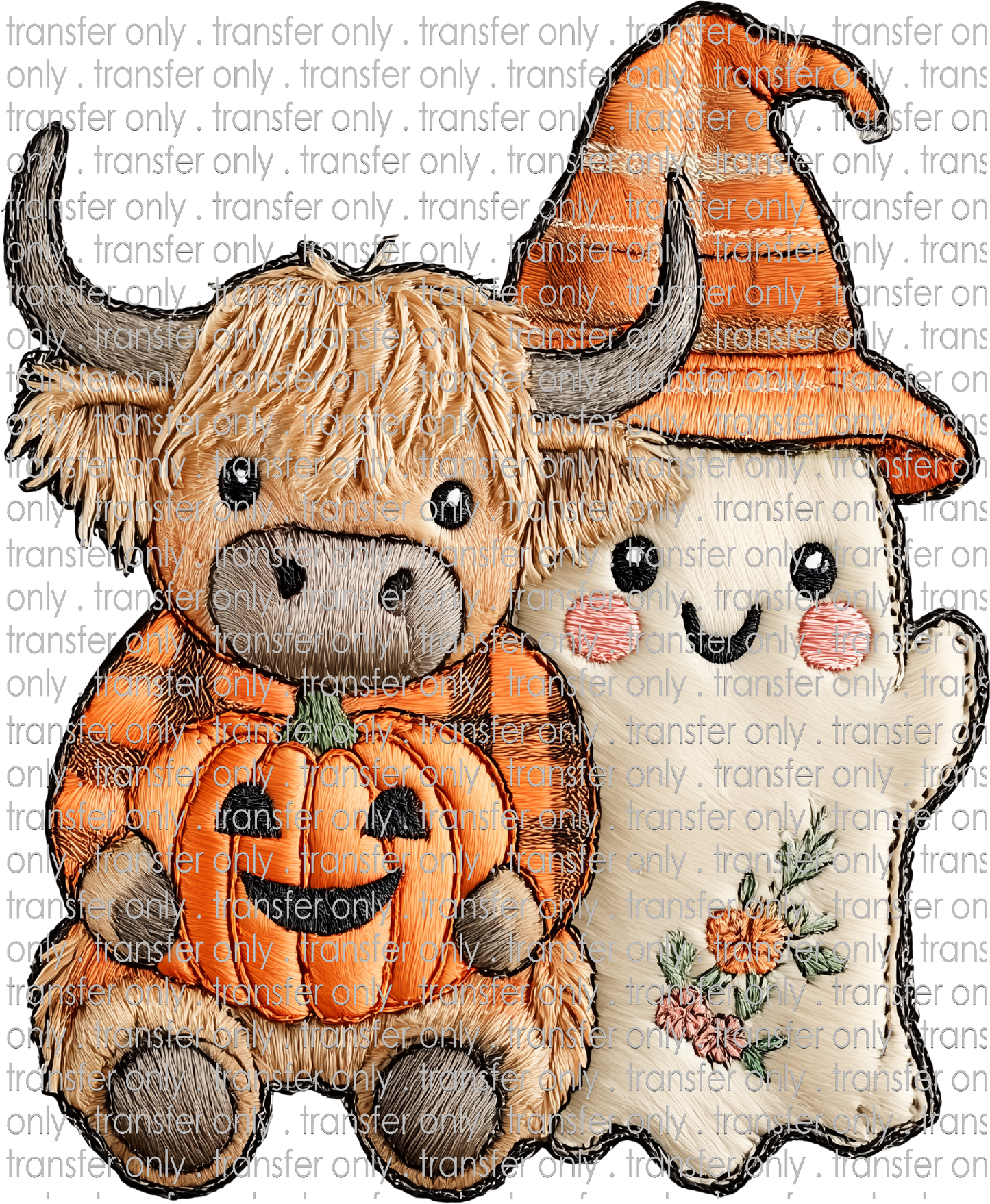 HALLO 357 Halloween Applique Cow and Ghost