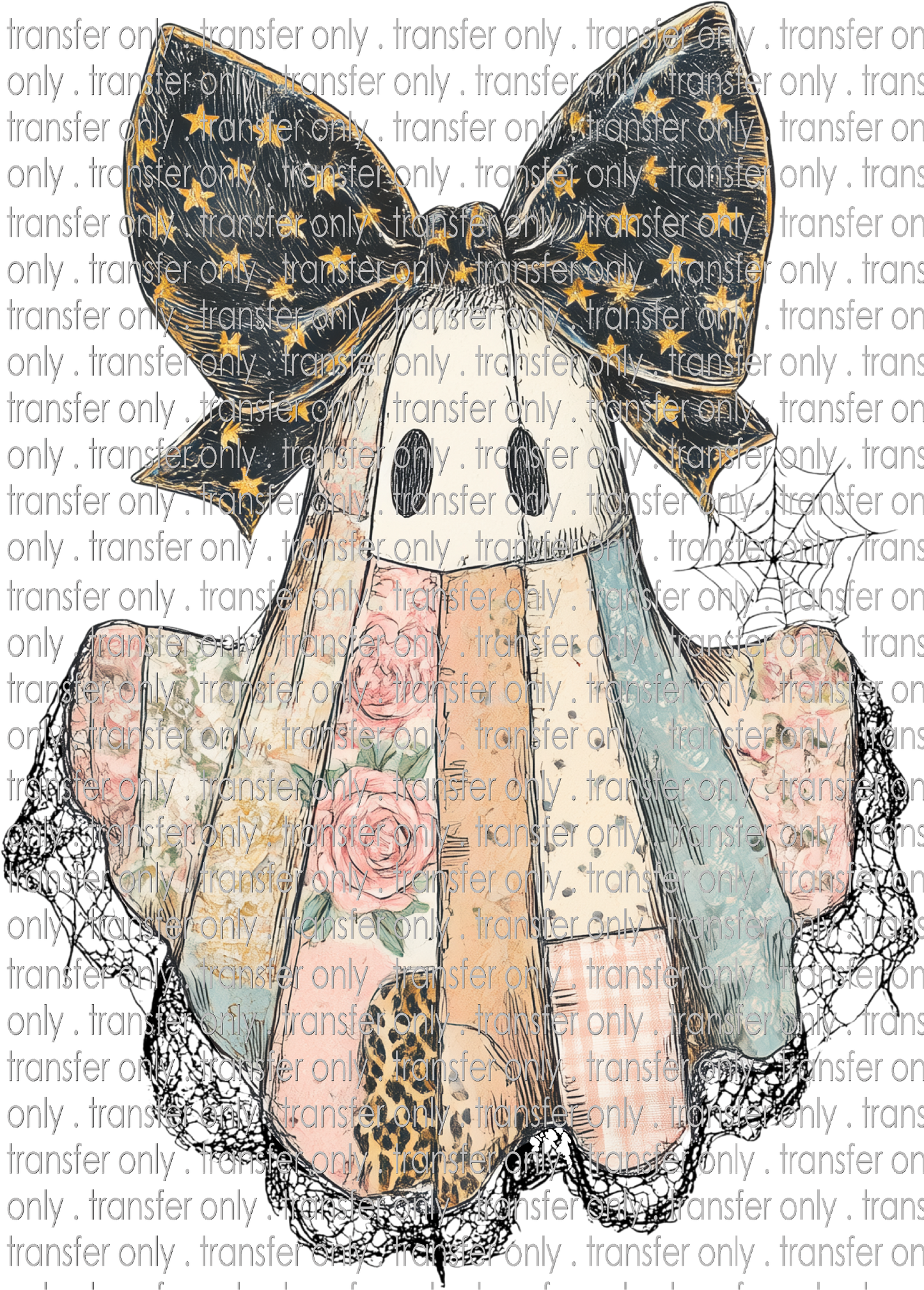 HALLO 359 Halloween Applique Patchwork Black Bow Ghost