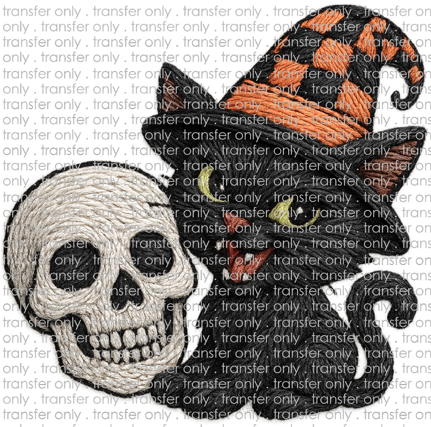 HALLO 435 Skull and Black Cat Faux Crochet
