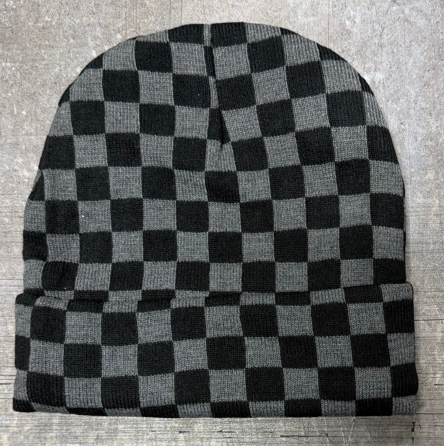 Black and Gray Checkered Beanie