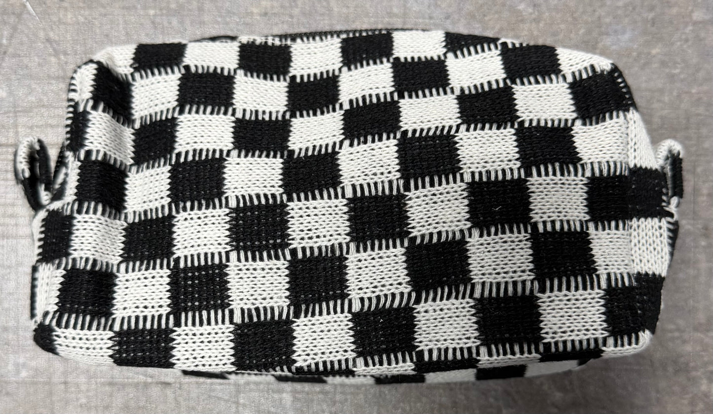 Small Black Checkered Make-up Bag