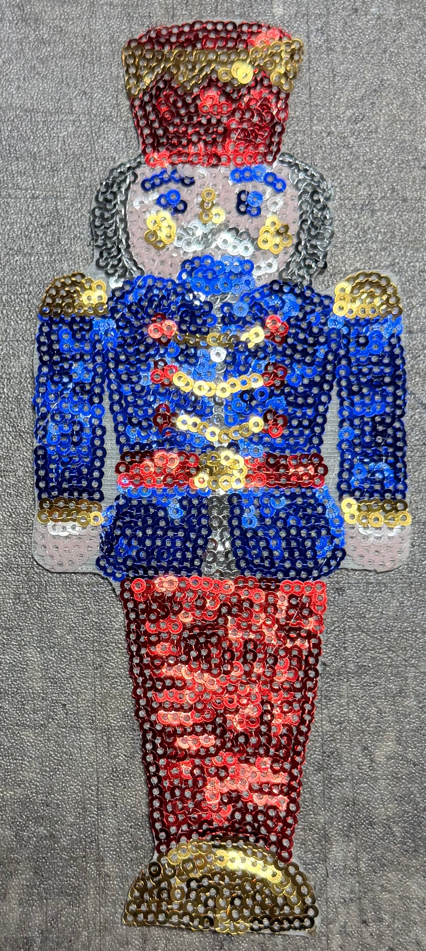 Blue Jacket Red Pants Nutcracker - Chenille/Sequins Iron On Patch