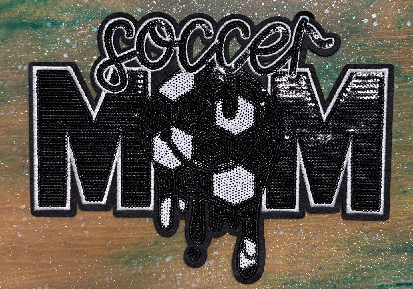 Soccer Mom - Chenille/Sequins Iron On Patch