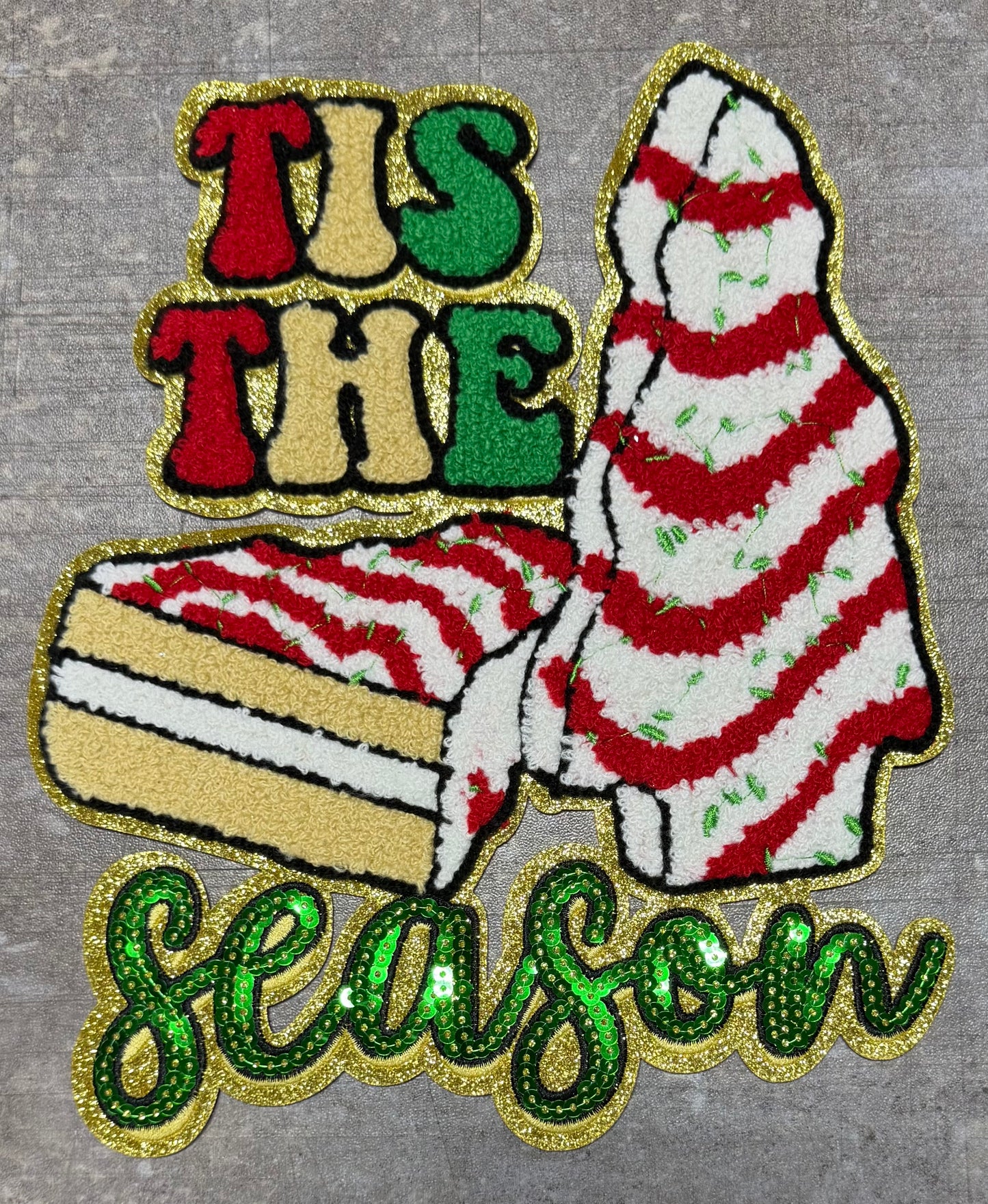 Tis the Season Cakes - Chenille/Sequins Iron On Patch