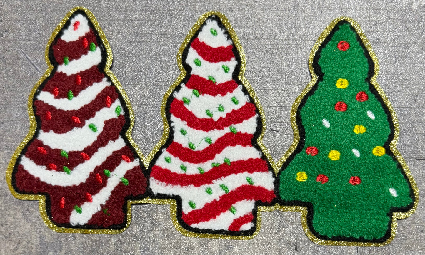 Christmas Tree Cakes- Chenille/Sequins Iron On Patch