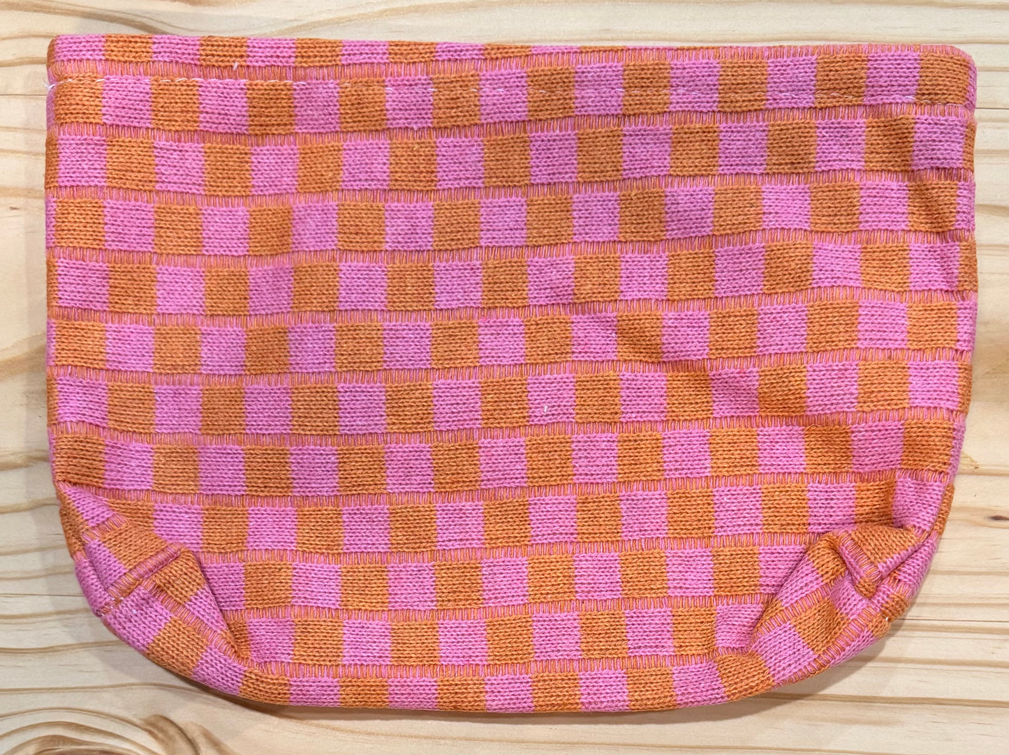 Large Orange Checkered Make-up Bag