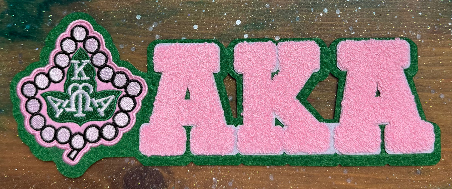 AKA Leaf with Pearls- Chenille/Sequins Iron On Patch