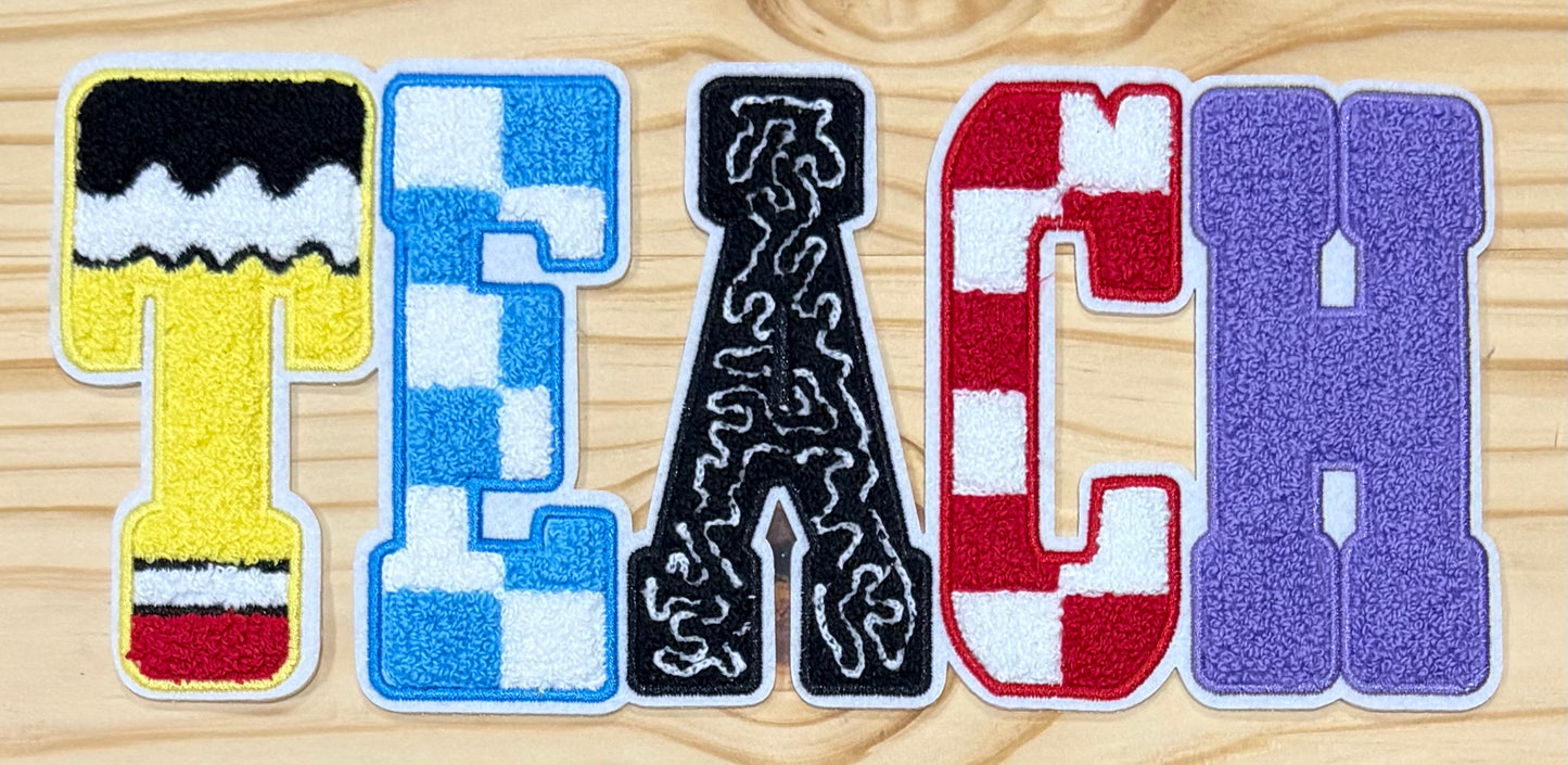 TEACH - Chenille/Sequins Iron On Patch