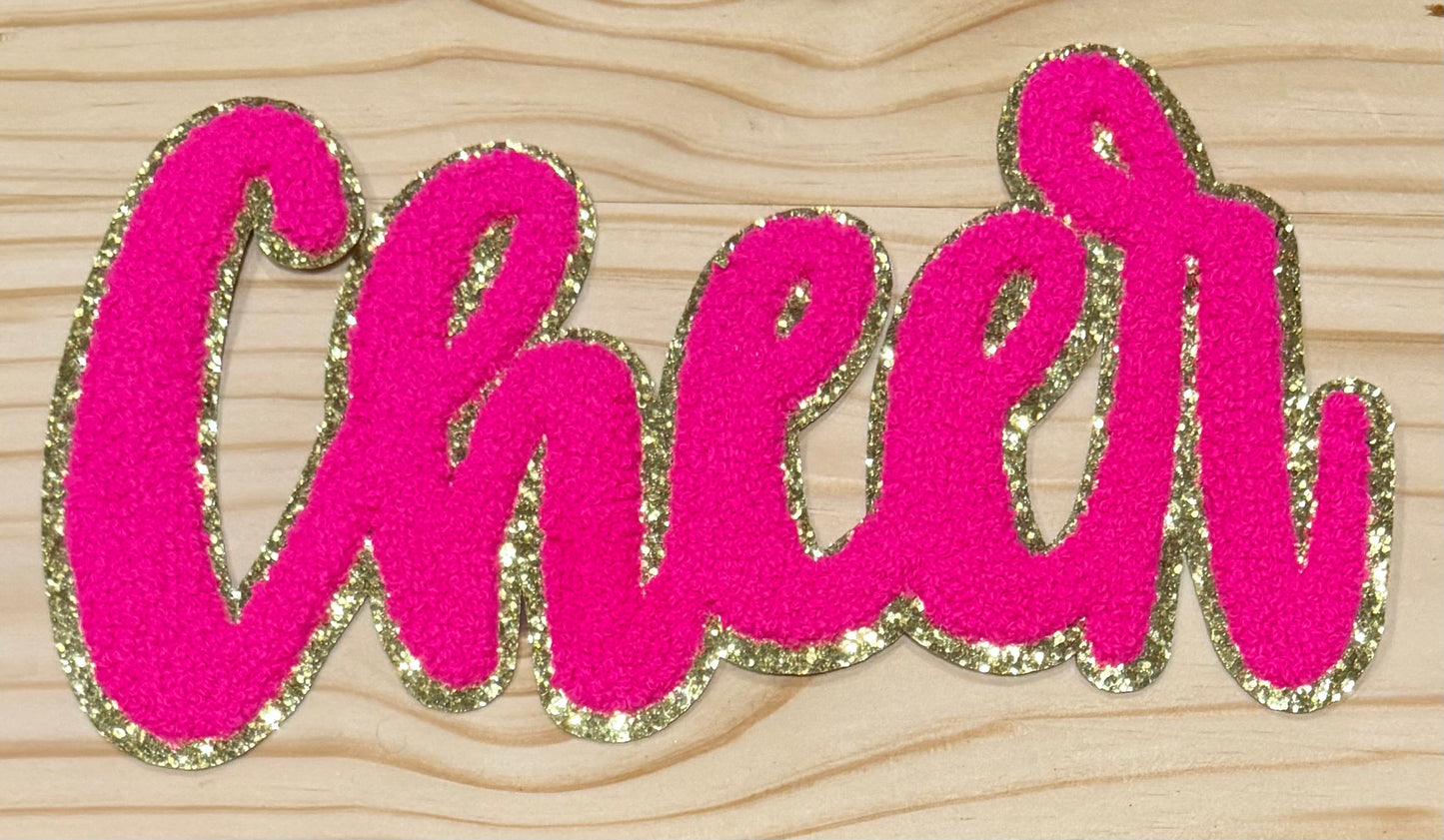 Cheer Pink - Chenille/Sequins Iron On Patch