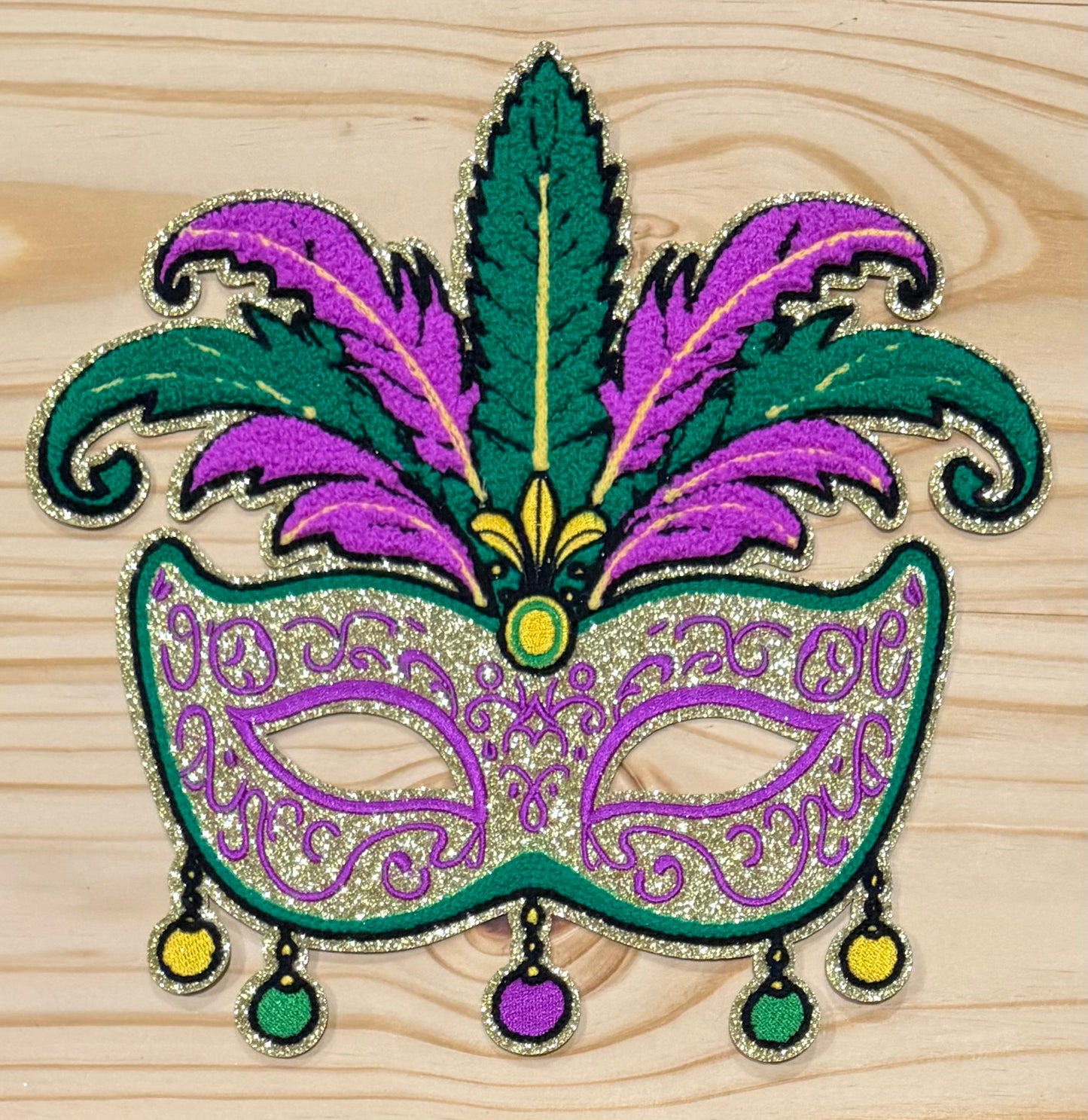 Mardi Gras Mask- Chenille/Sequins Iron On Patch