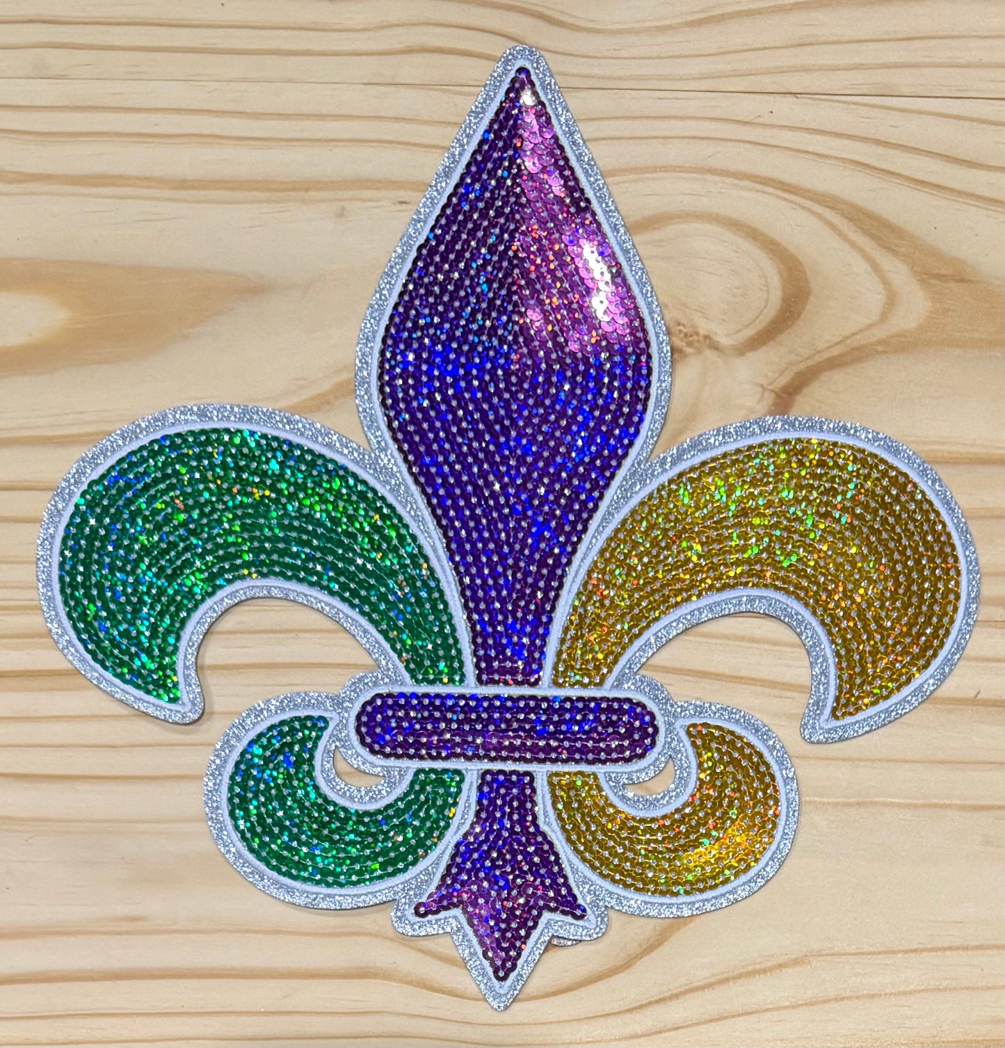 Fleur De Lis- Chenille/Sequins Iron On Patch
