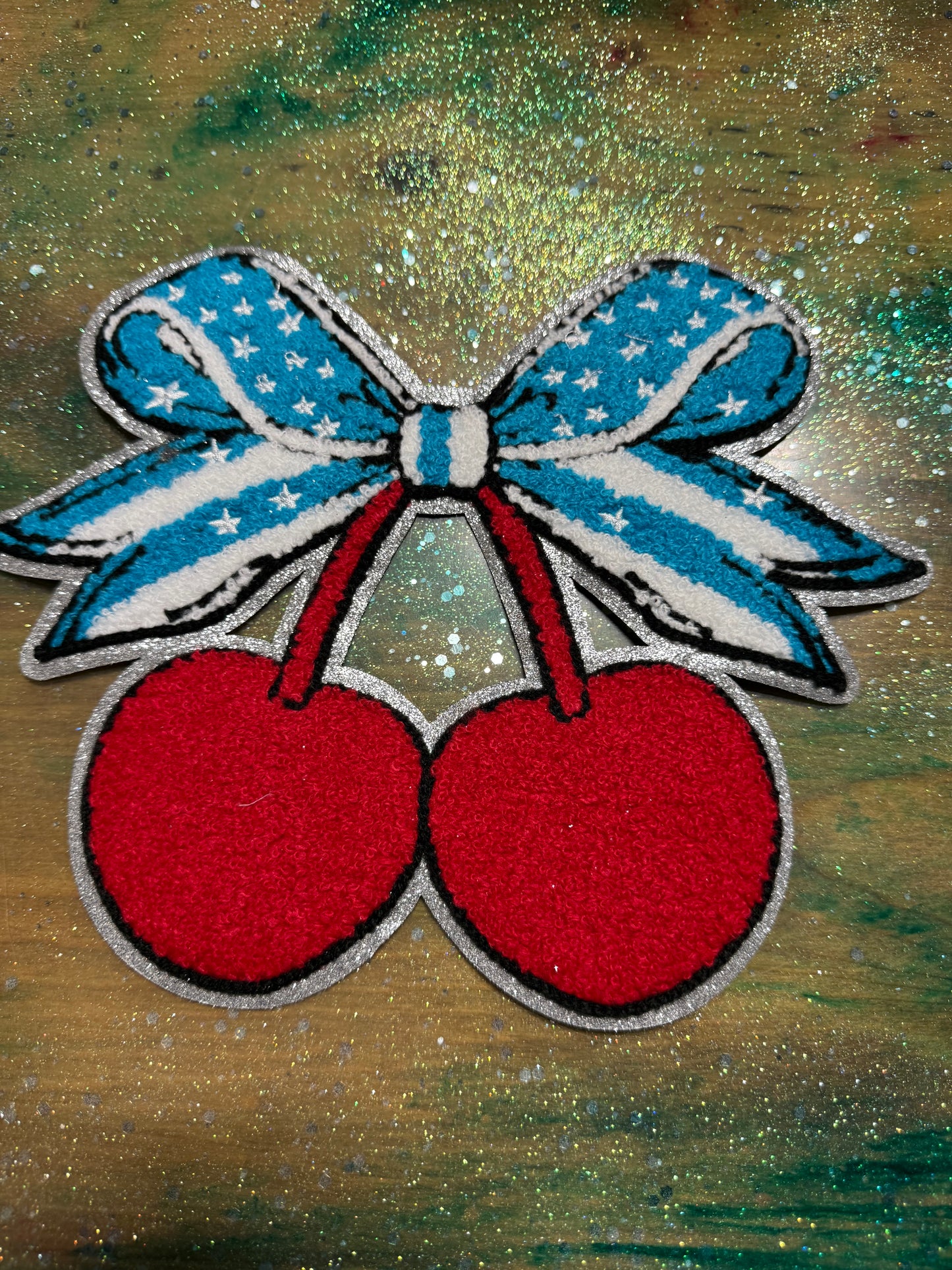 USA Cherry - Chenille/Sequins Iron On Patch