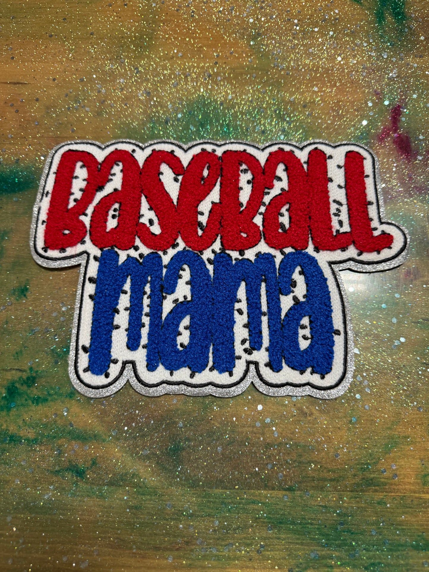 Baseball Mama - Chenille/Sequins Iron On Patch