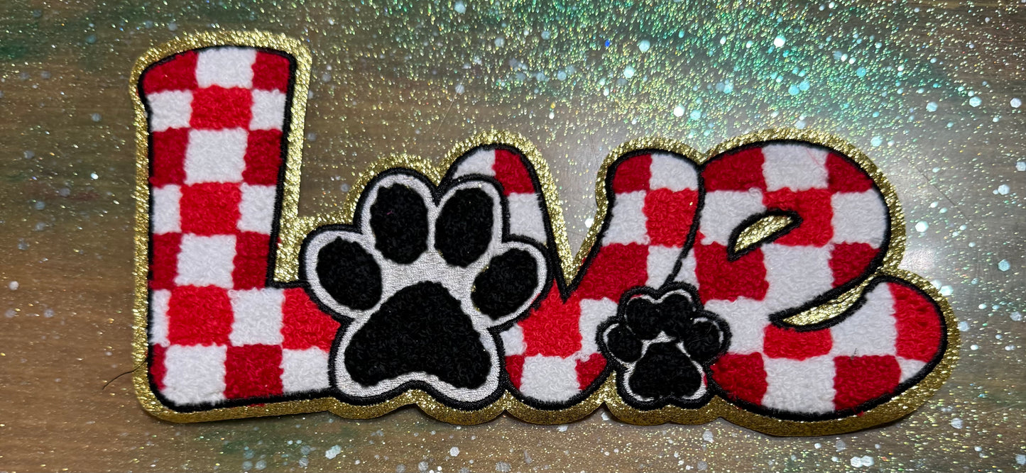 Love Paw - Chenille/Sequins Iron On Patch