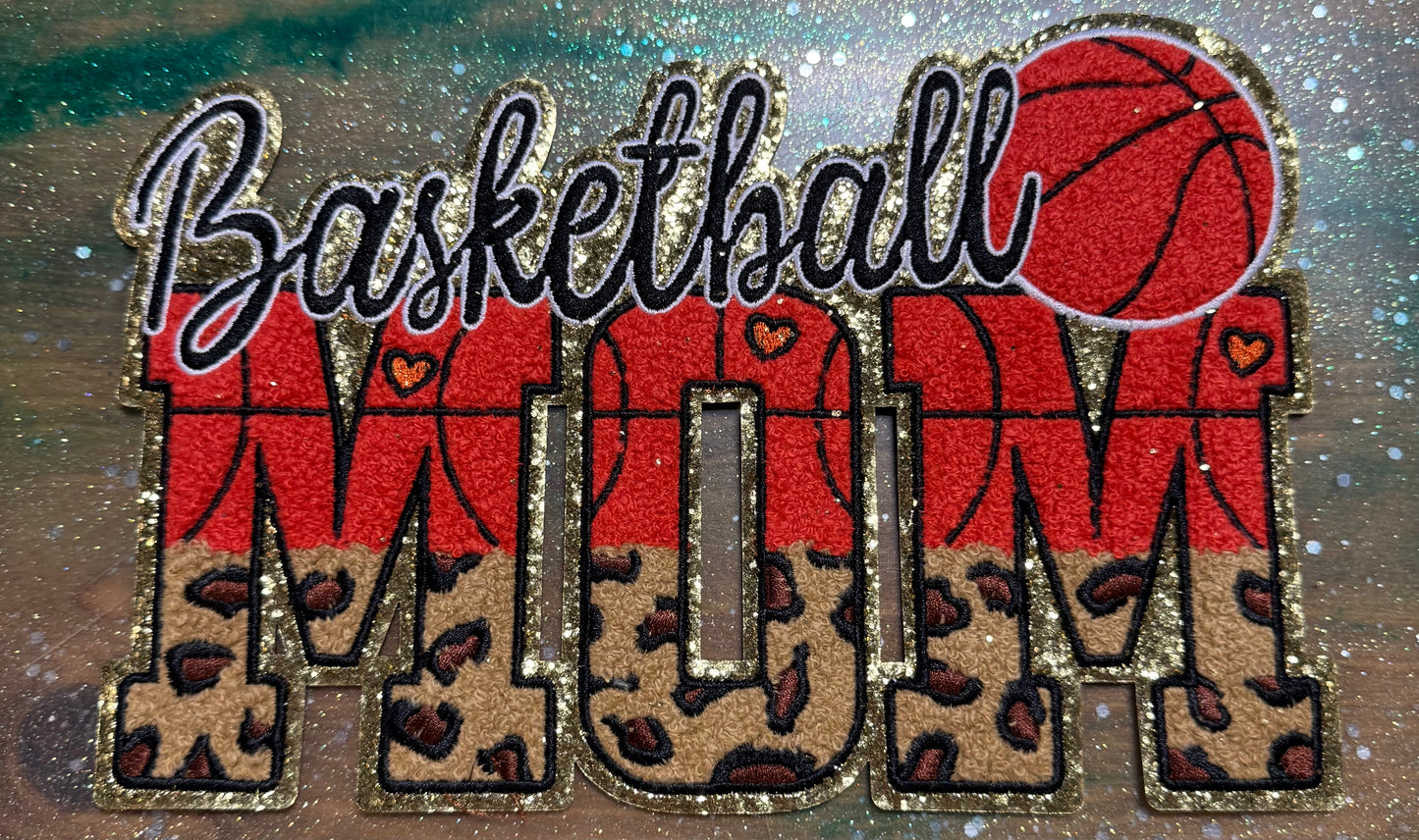 Basketball Mom - Chenille/Sequins Iron On Patch