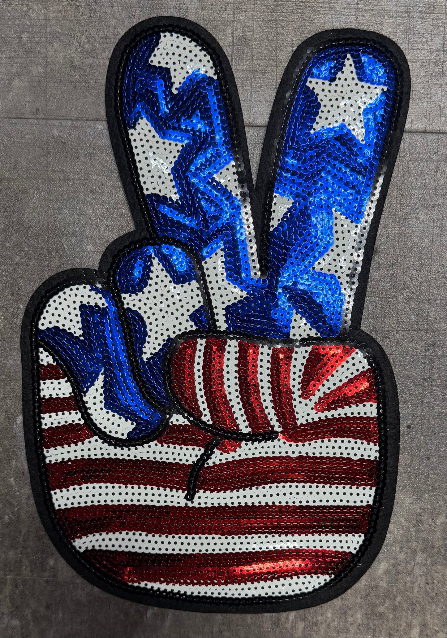 USA Peace Sign - Chenille/Sequins Iron On Patch