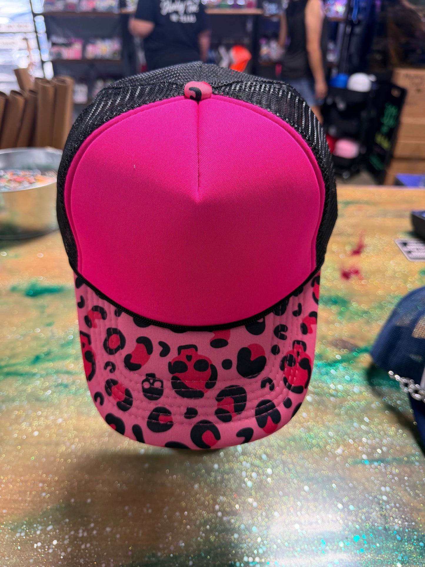 Hot Pink with Leopard Bill - Trucker Hat