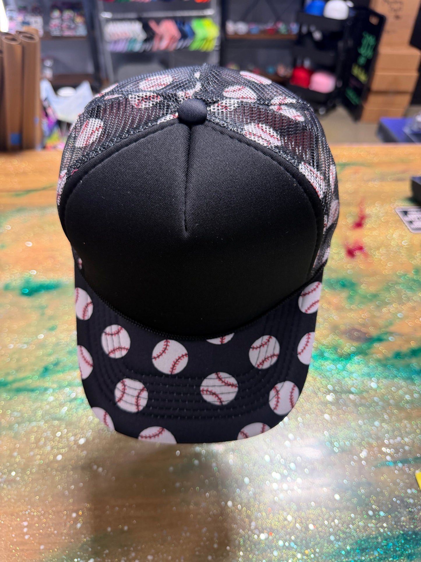 Black with Baseball Bill and Back - Trucker Hat