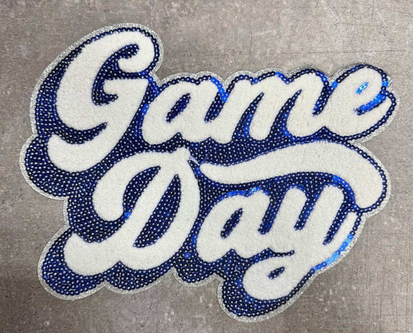 Game Day Royal Blue - Chenille/Sequins Iron On Patch