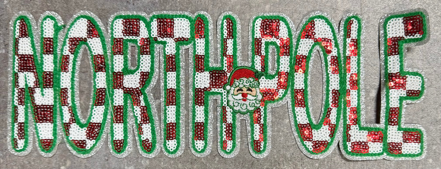 North Pole Plaid - Chenille/Sequins Iron On Patch