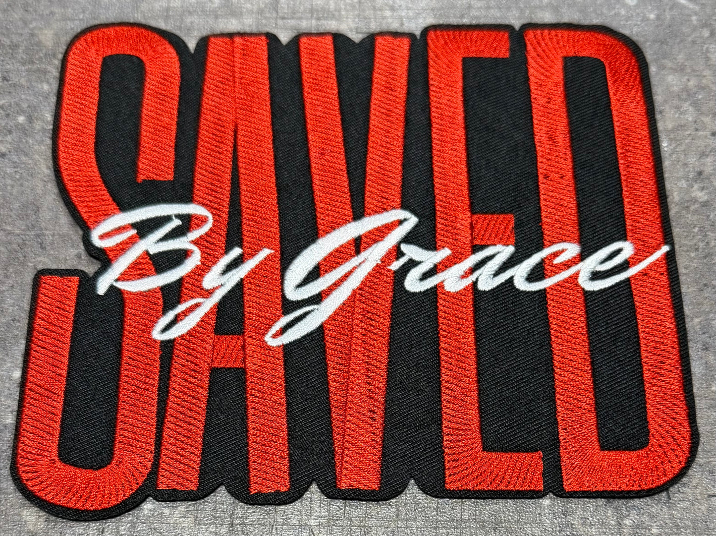 Saved by Grace Red - Iron On Patch