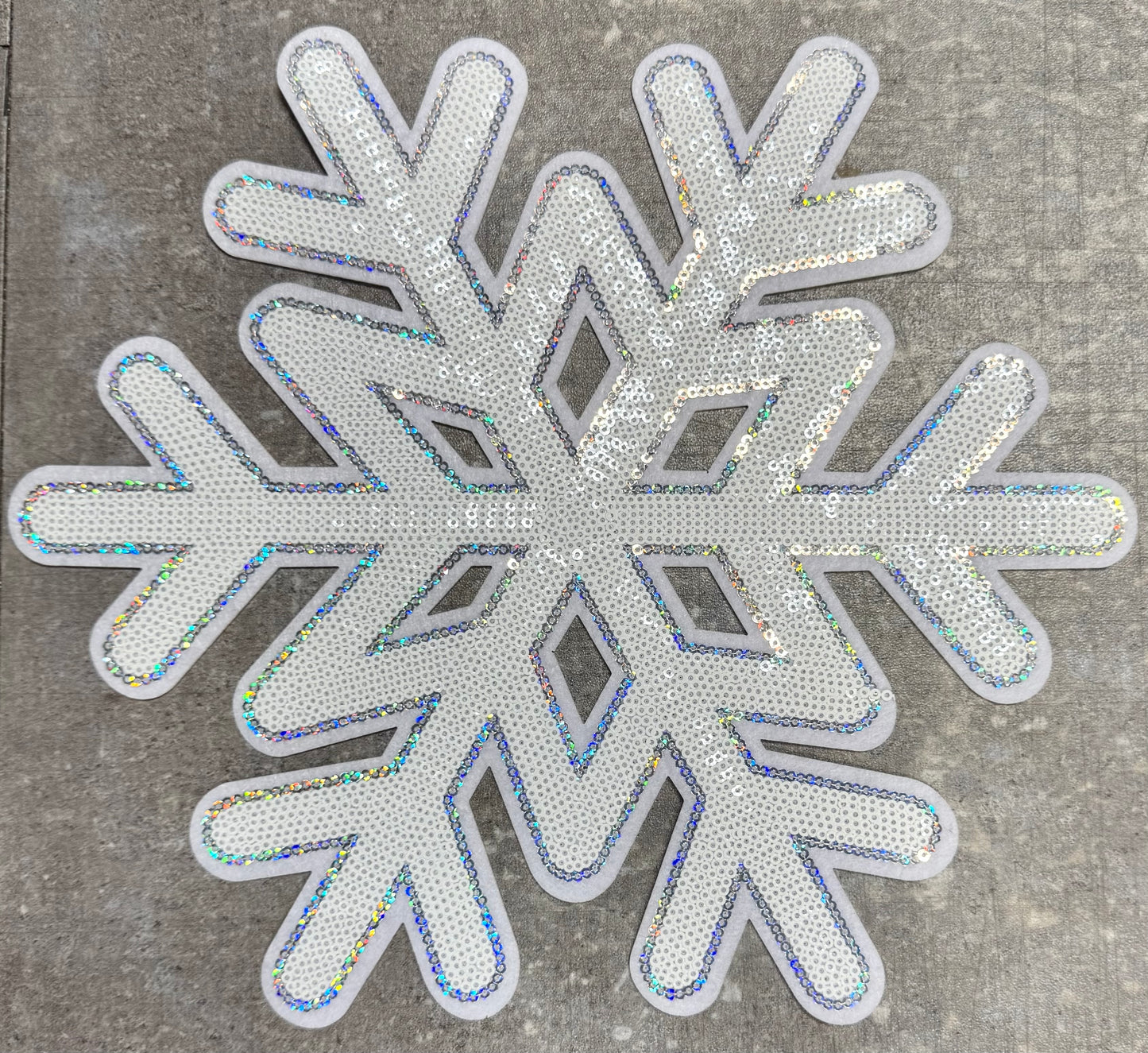 White Snowflake - Sequins Iron On Patch