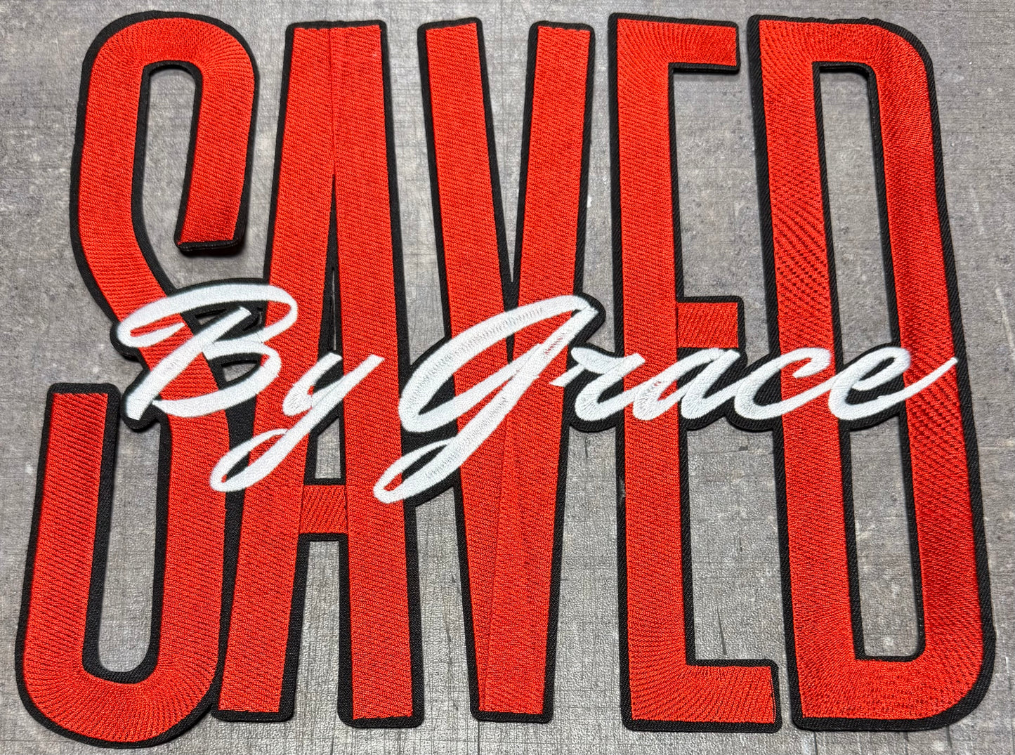 Saved by Grace Red - Iron On Patch