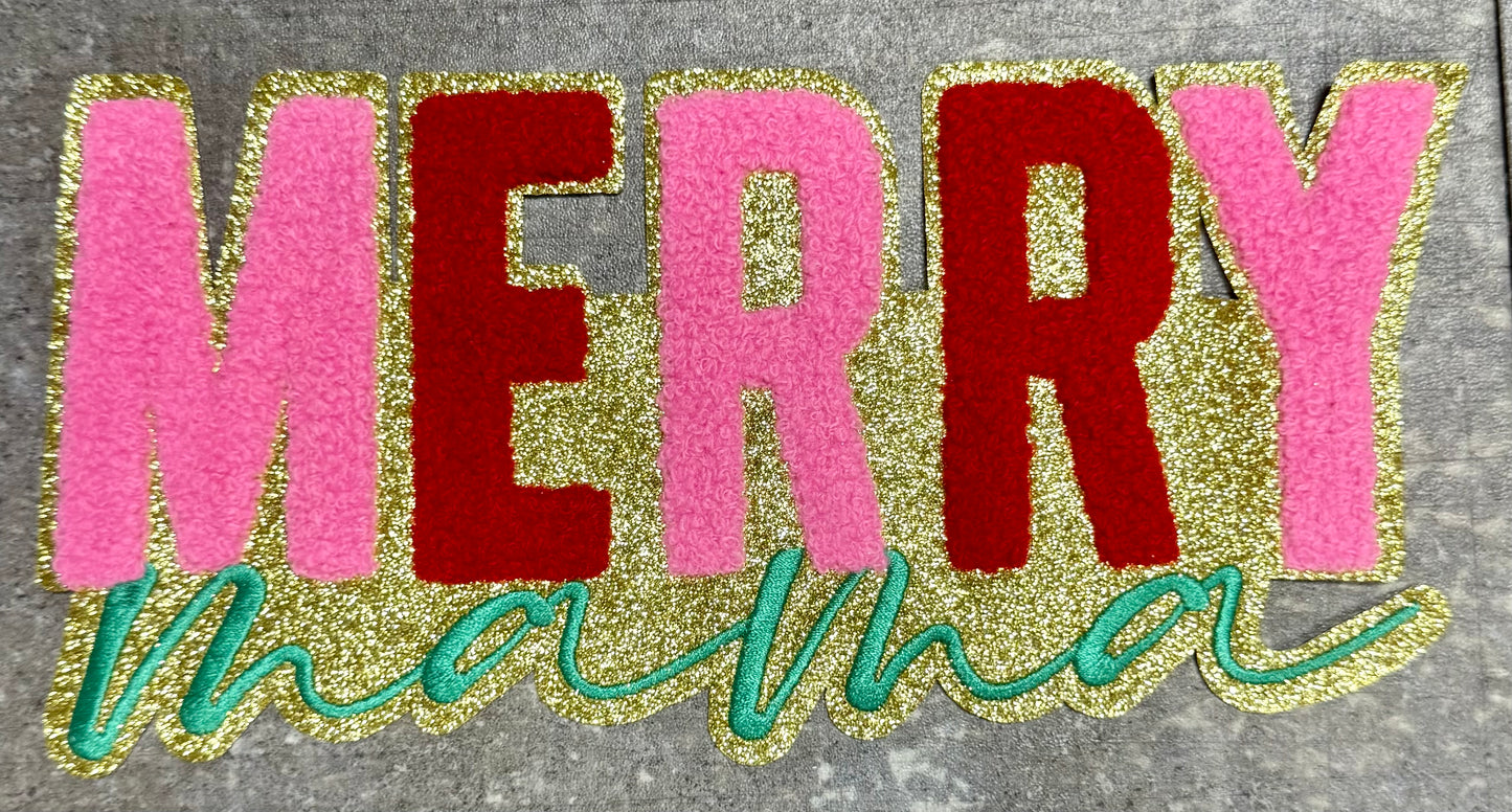 Merry Mama - Chenille/Sequins Iron On Patch
