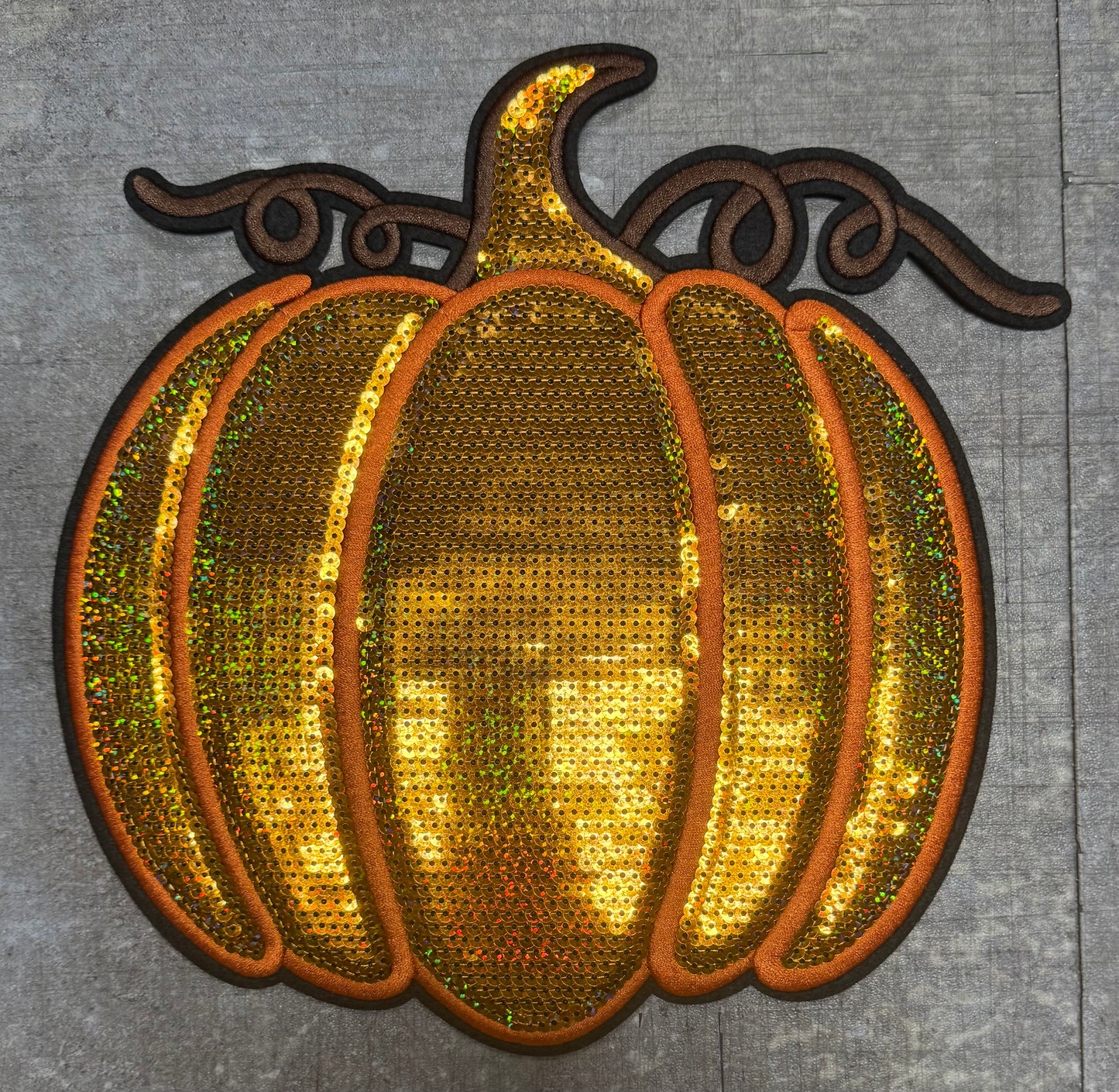 Pumpkin- Sequins Iron On Patch