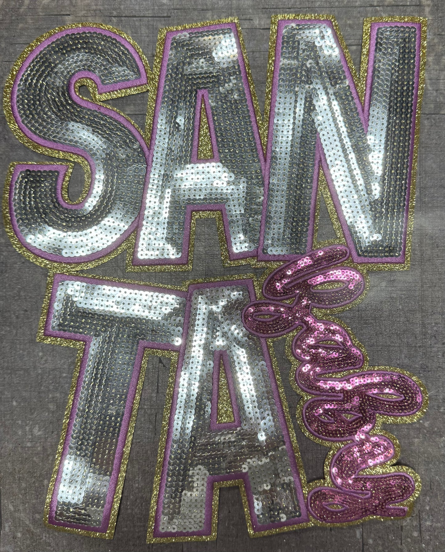 Pink Santa Baby - Chenille/Sequins Iron On Patch